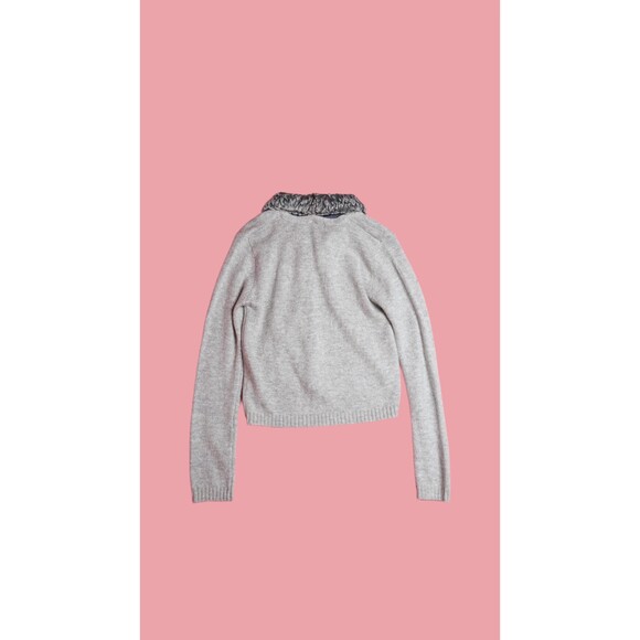 1990s-Y2K. RETRO SPORT Faux Fur. Plush Detachable Collar Cardigan Sweater. S-M - Picture 3 of 9